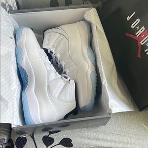 Jordan White and Blue High-Top Sneakers